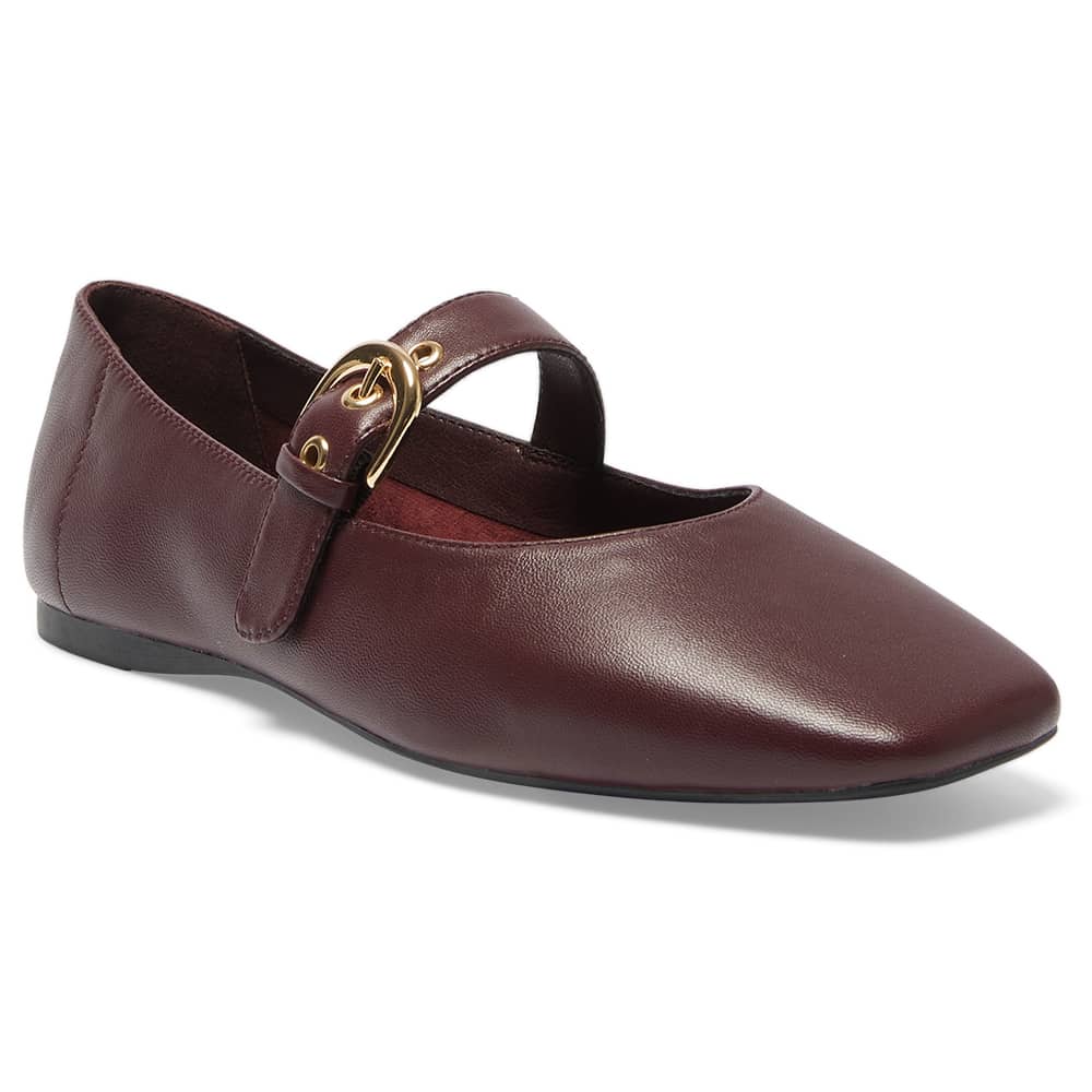 Melrose Ballet Flat in Wine   Leather