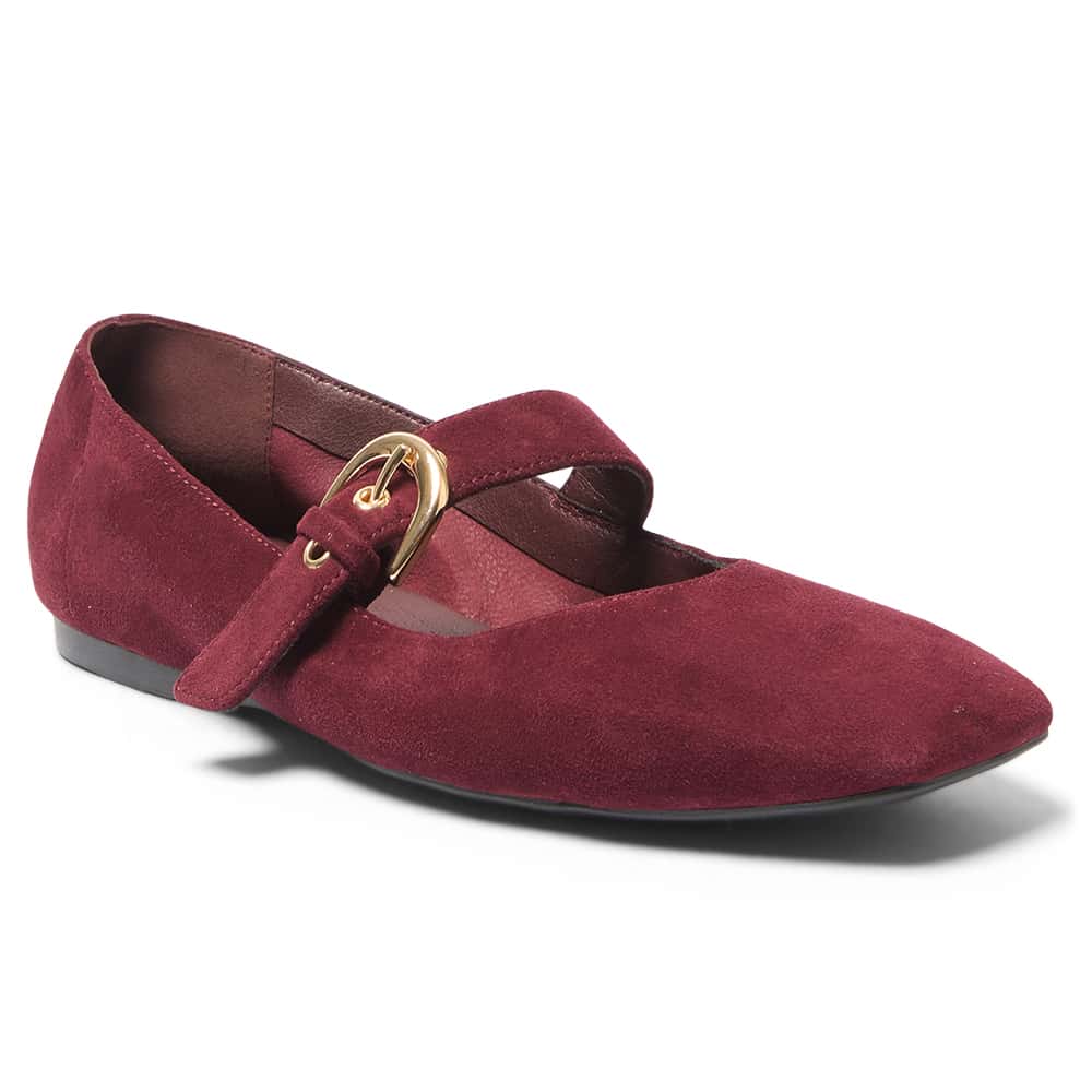 Melrose Ballet Flat in Wine  Suede