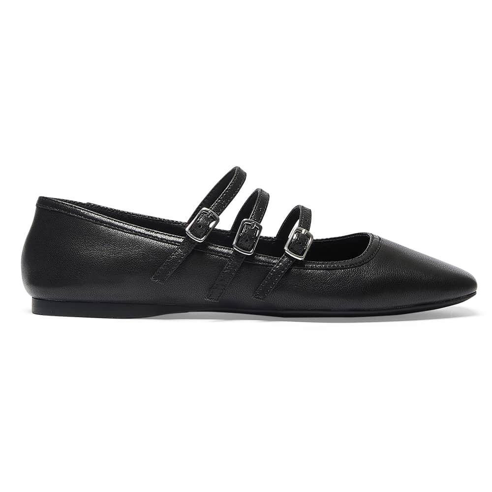 Millie Ballet Flat in Black Leather