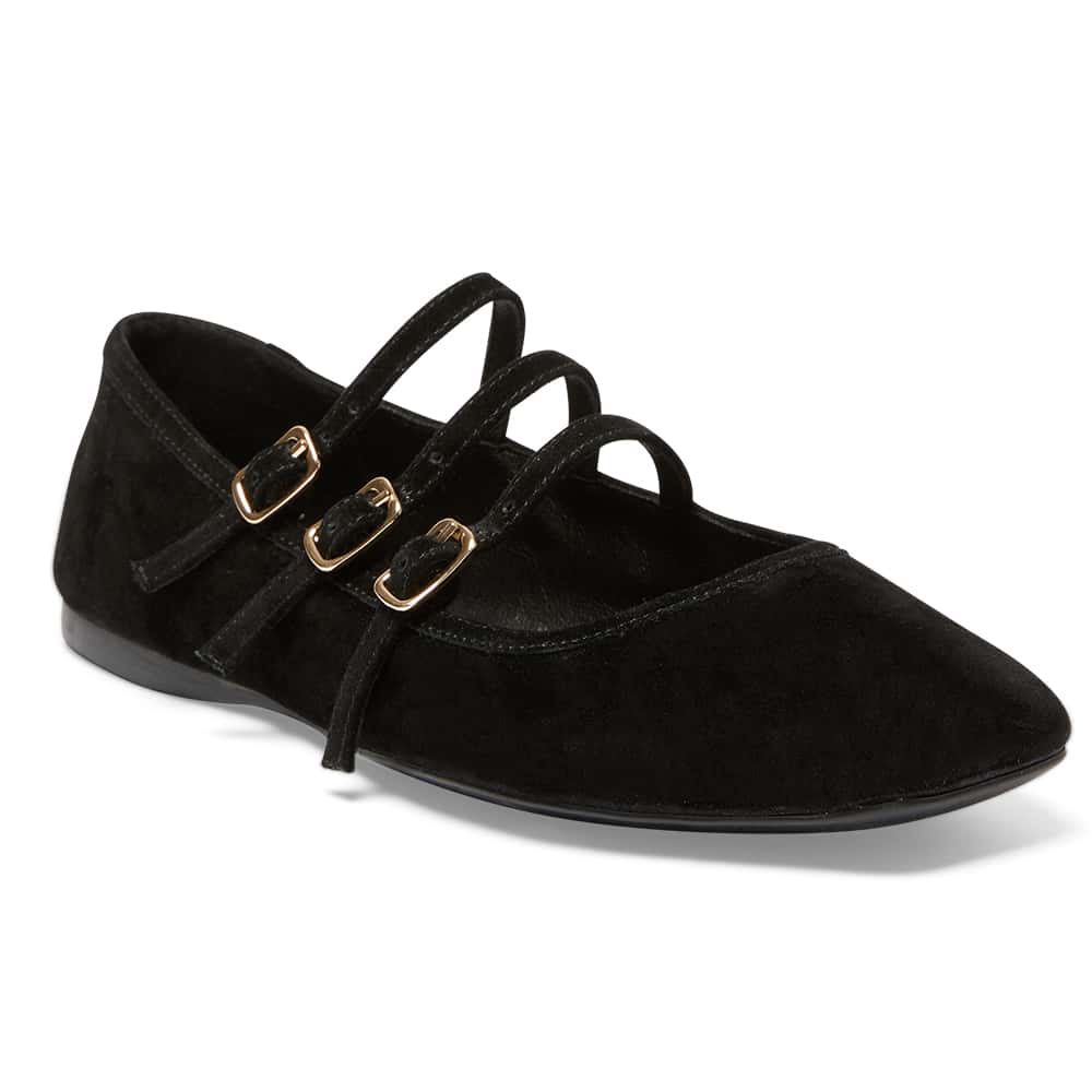 Millie Ballet Flat in Black Suede