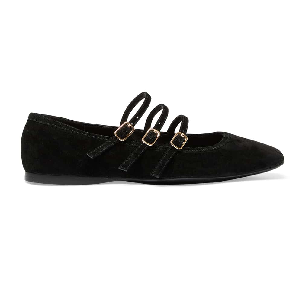Millie Ballet Flat in Black Suede