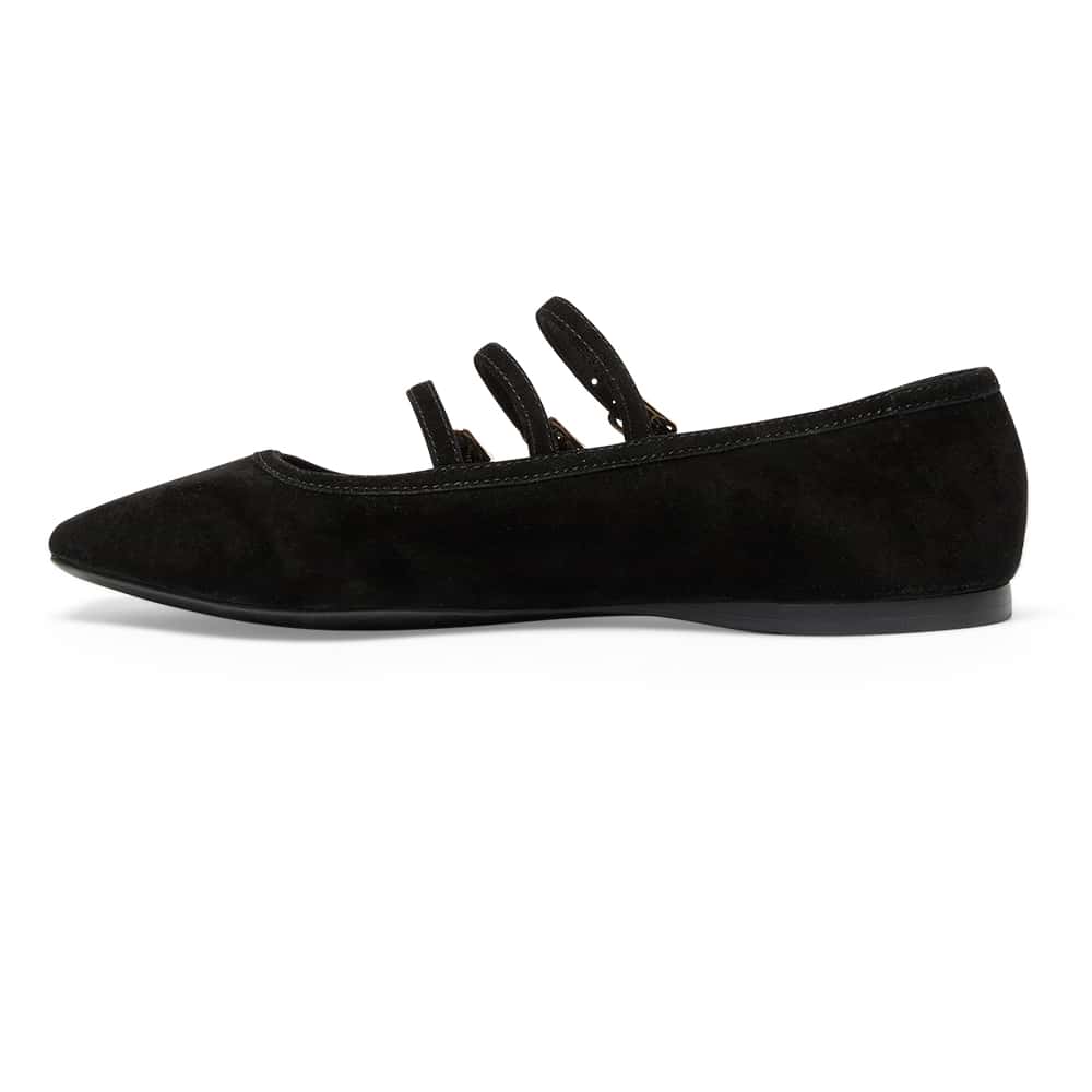 Millie Ballet Flat in Black Suede