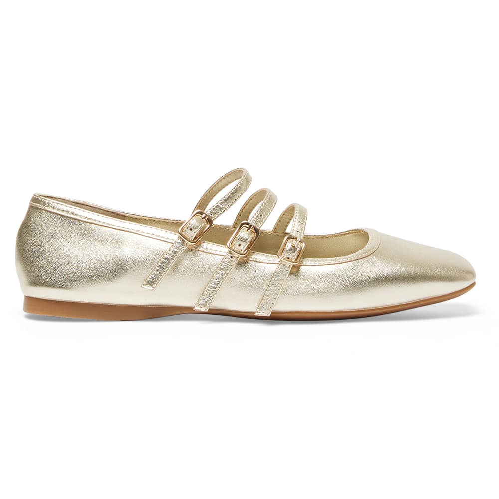 Millie Ballet Flat in Gold Metallic