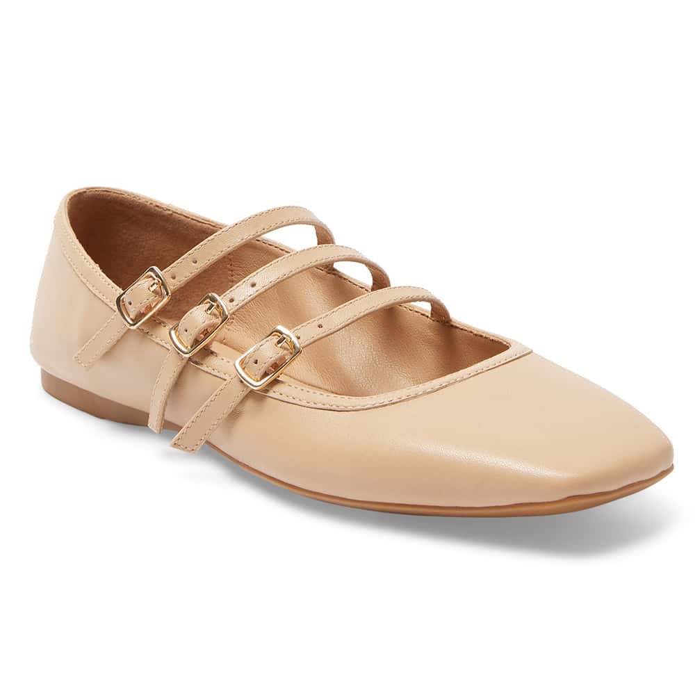 Millie Ballet Flat in Nude Leather