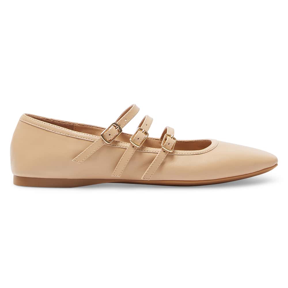 Millie Ballet Flat in Nude Leather