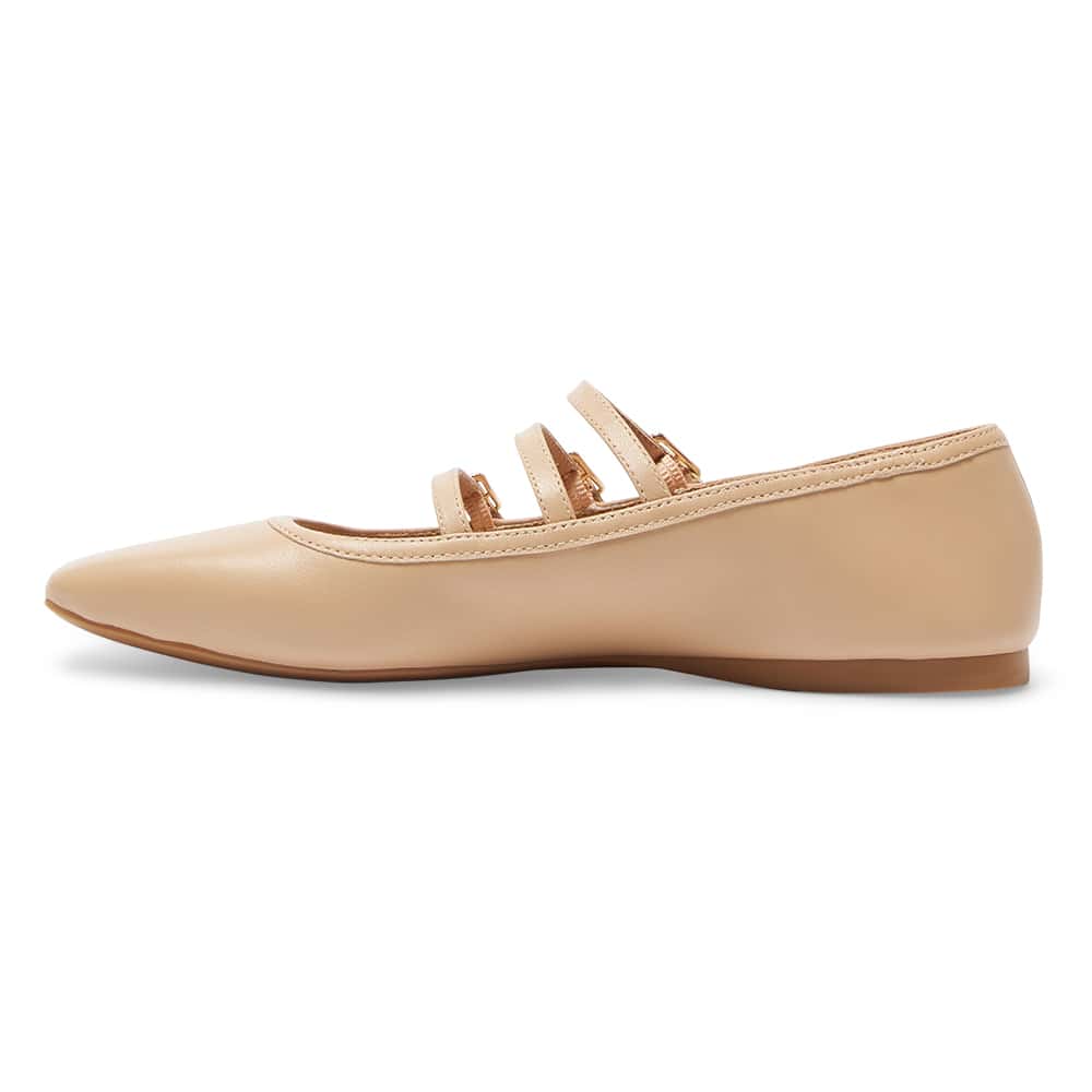 Millie Ballet Flat in Nude Leather