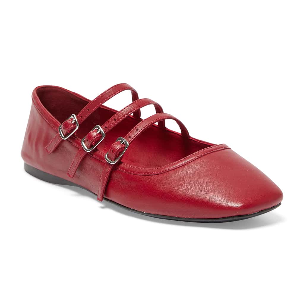 Millie Ballet Flat in Red Leather
