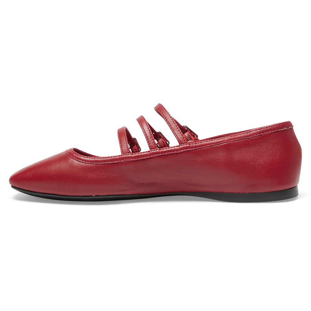 Millie Ballet Flat in Red Leather