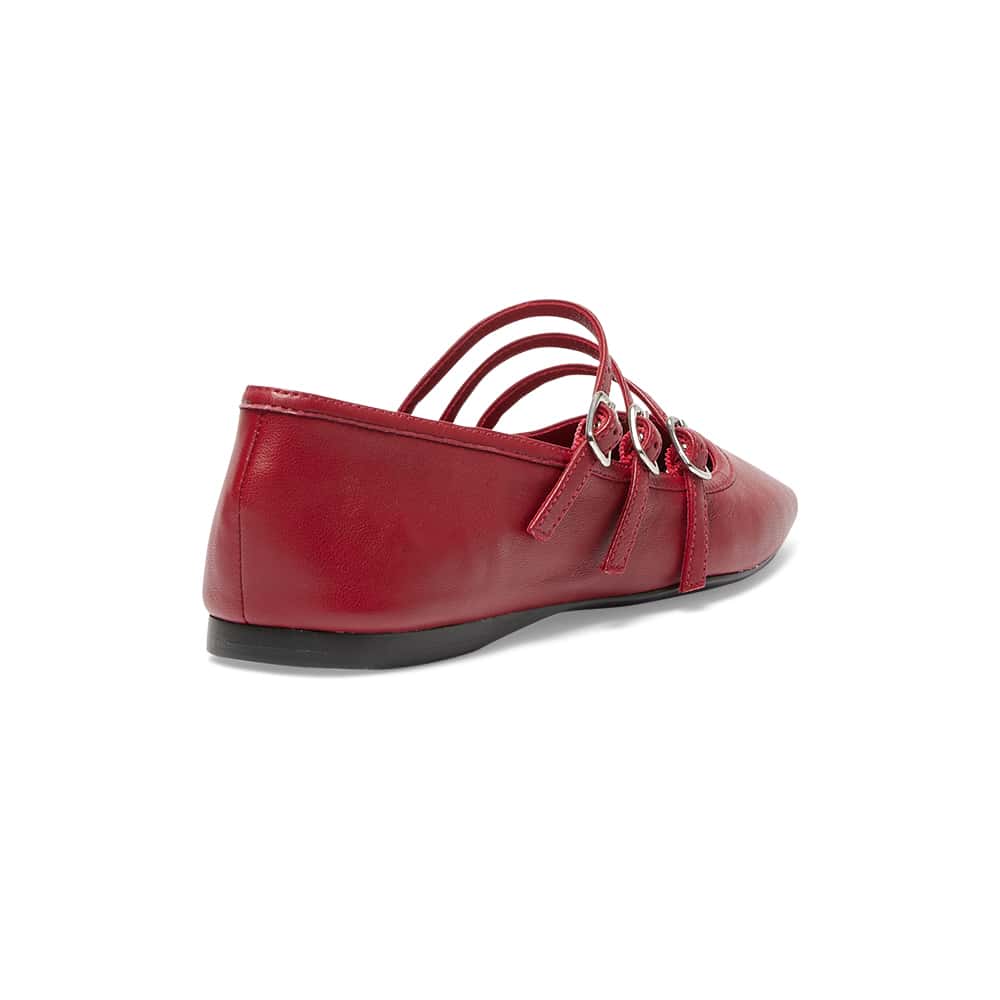Millie Ballet Flat in Red Leather