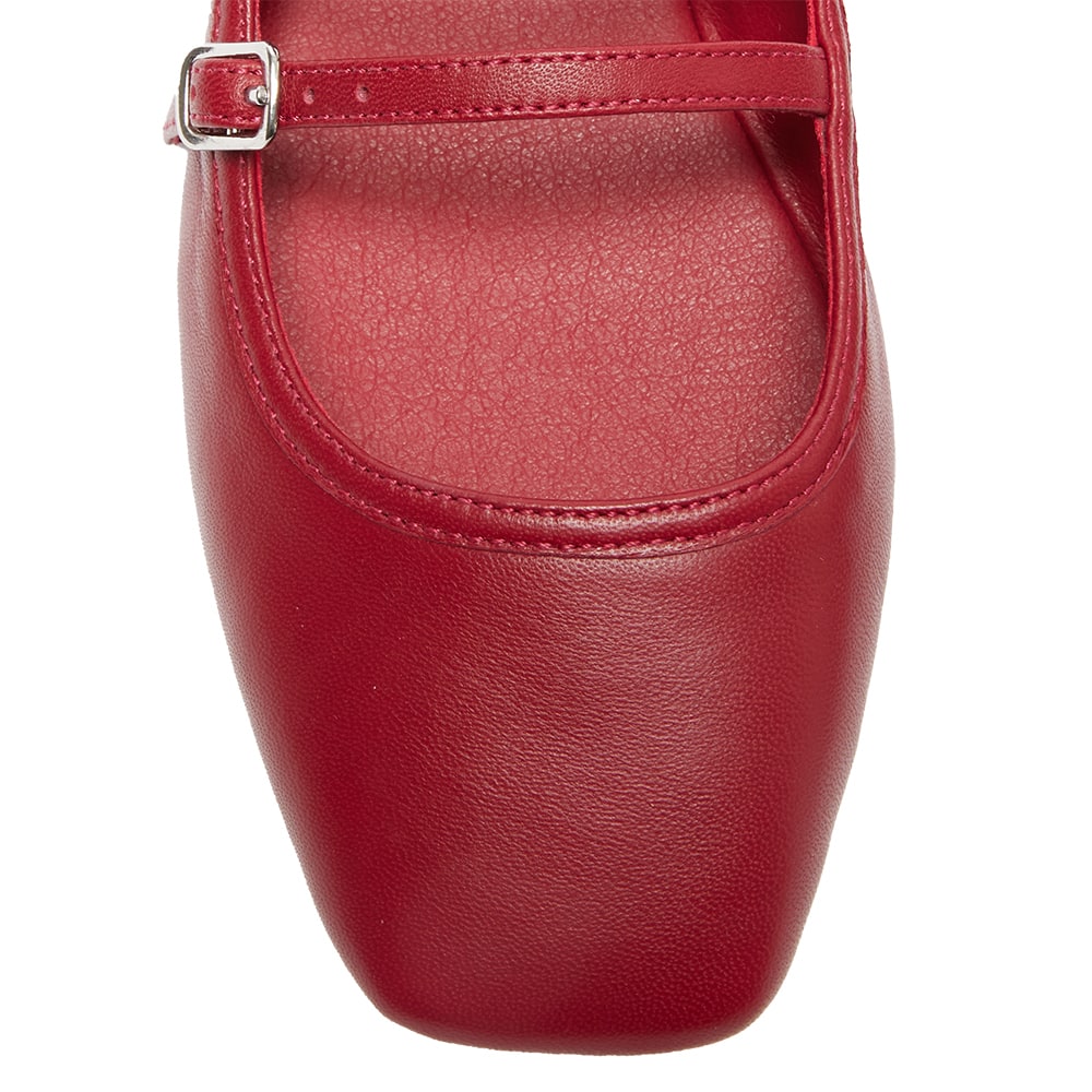 Millie Ballet Flat in Red Leather
