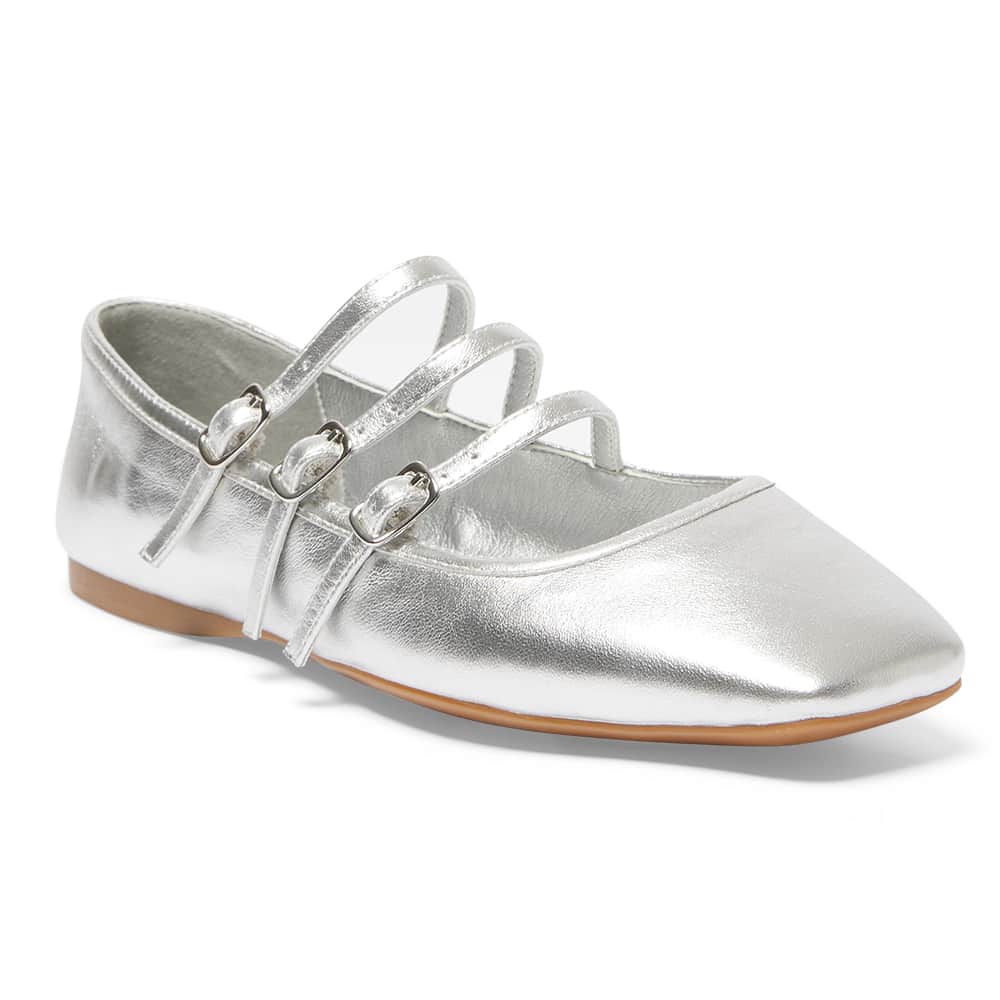 Millie Ballet Flat in Silver Metallic