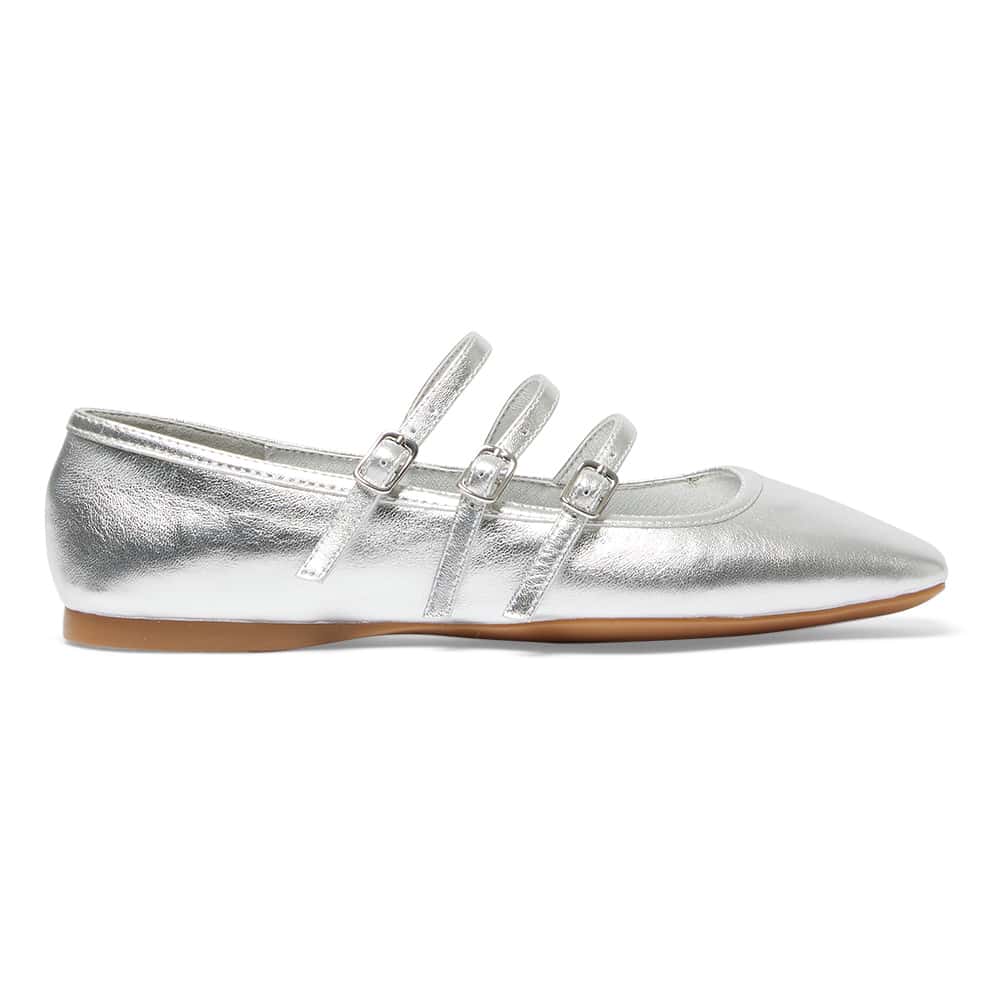 Millie Ballet Flat in Silver Metallic