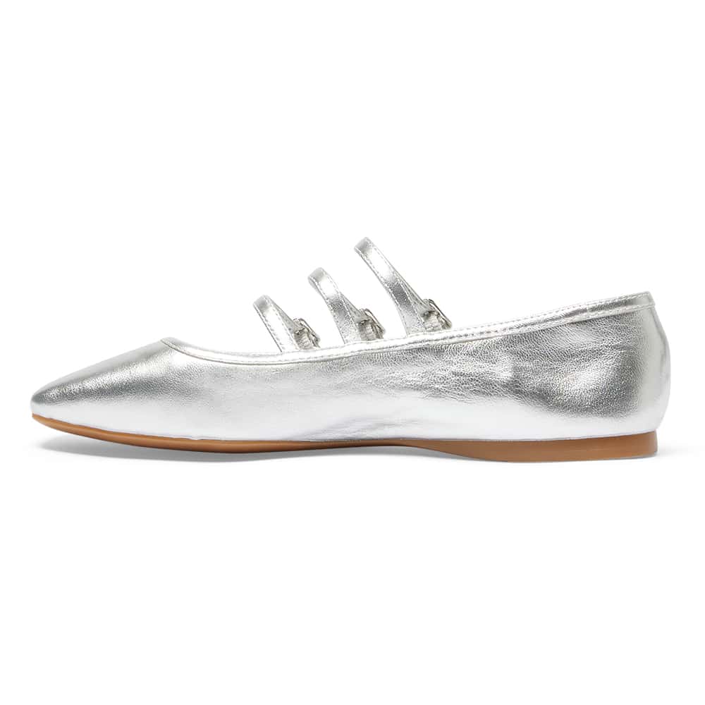 Millie Ballet Flat in Silver Metallic