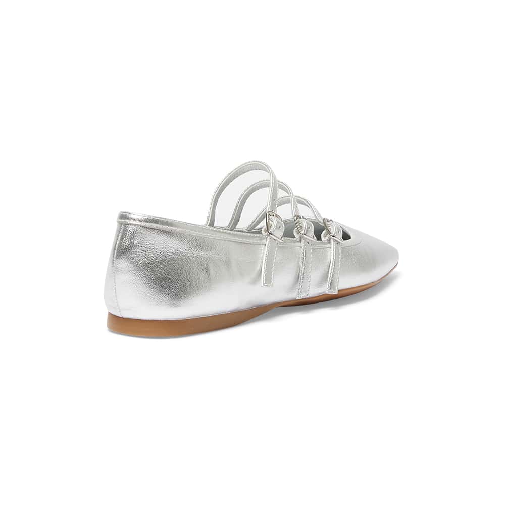 Millie Ballet Flat in Silver Metallic
