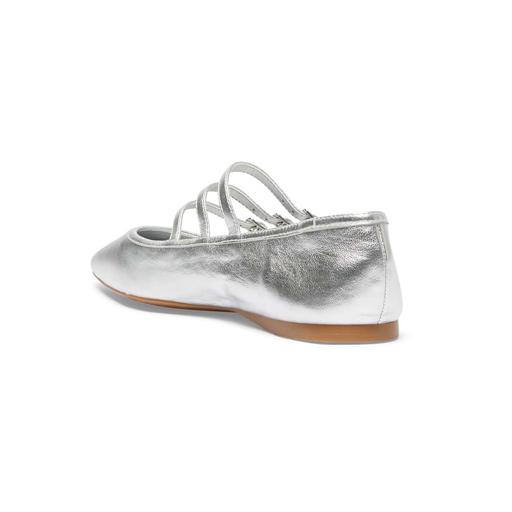 Millie Ballet Flat in Silver Metallic