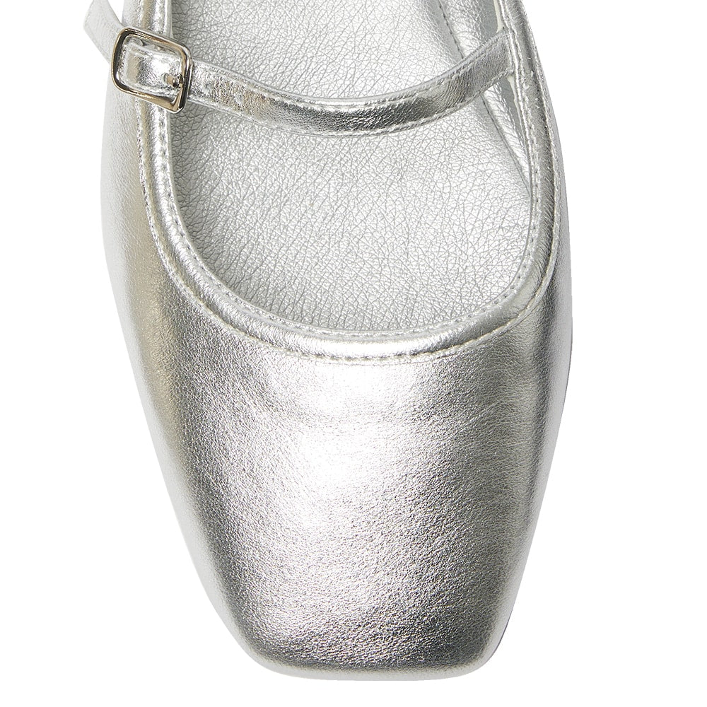 Millie Ballet Flat in Silver Metallic