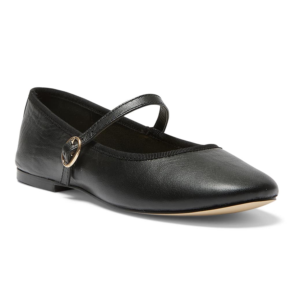 Molly Ballet Flat in Black Leather