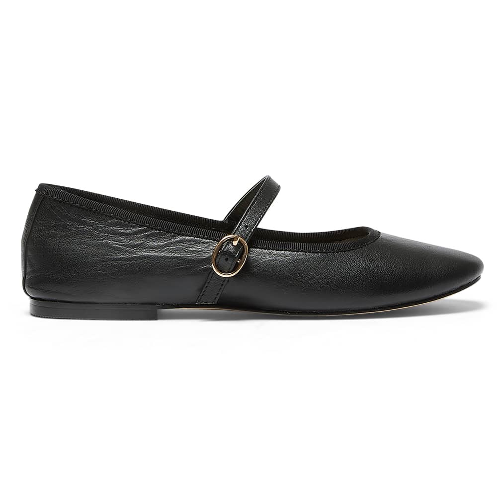 Molly Ballet Flat in Black Leather
