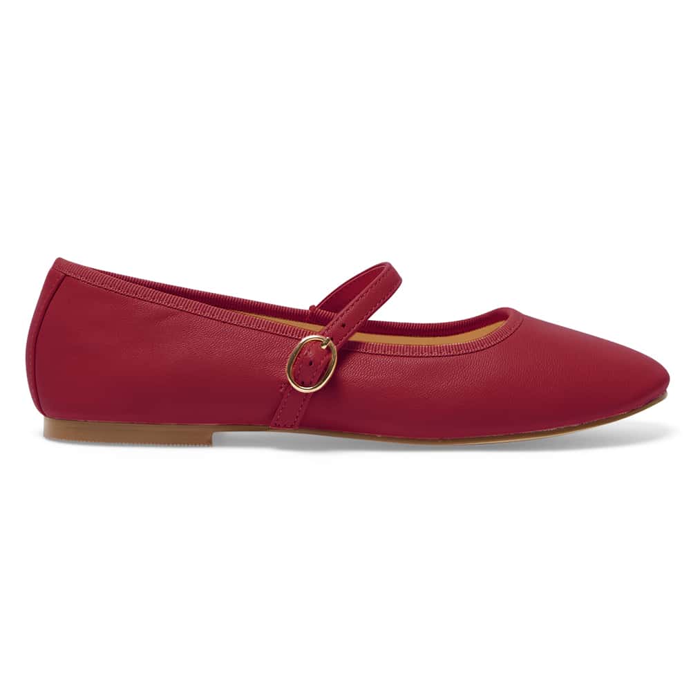 Molly Ballet Flat in Red Leather