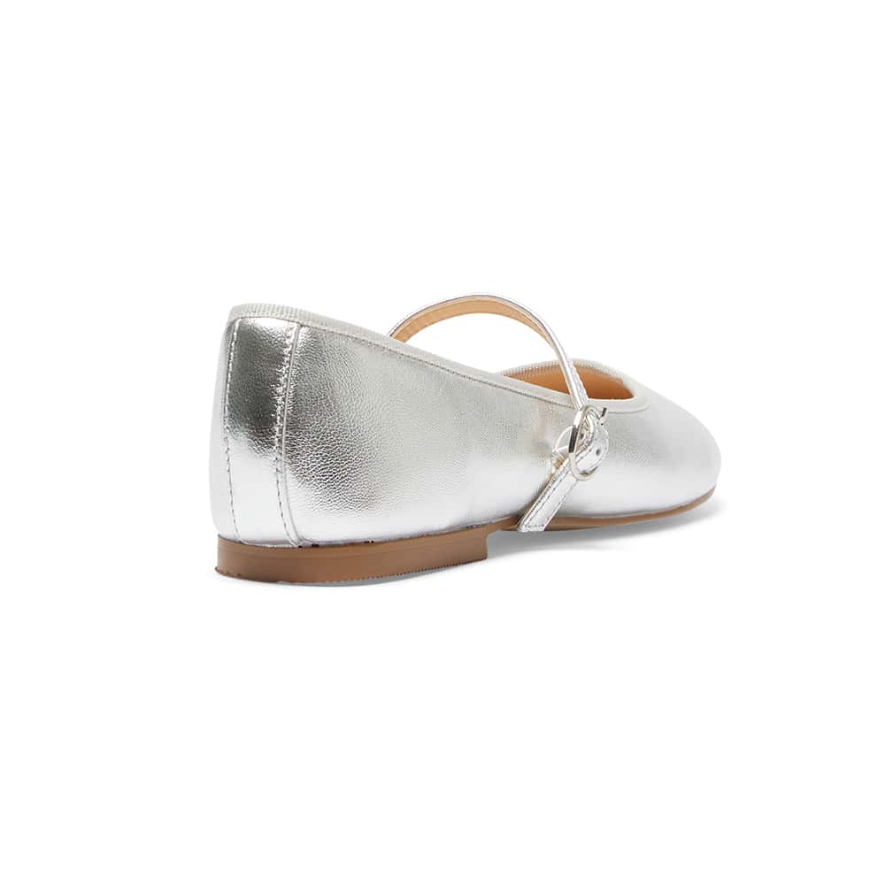 Molly Ballet Flat in Silver Metallic Leather