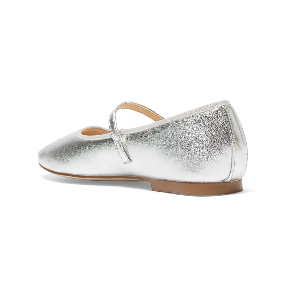 Molly Ballet Flat in Silver Metallic Leather