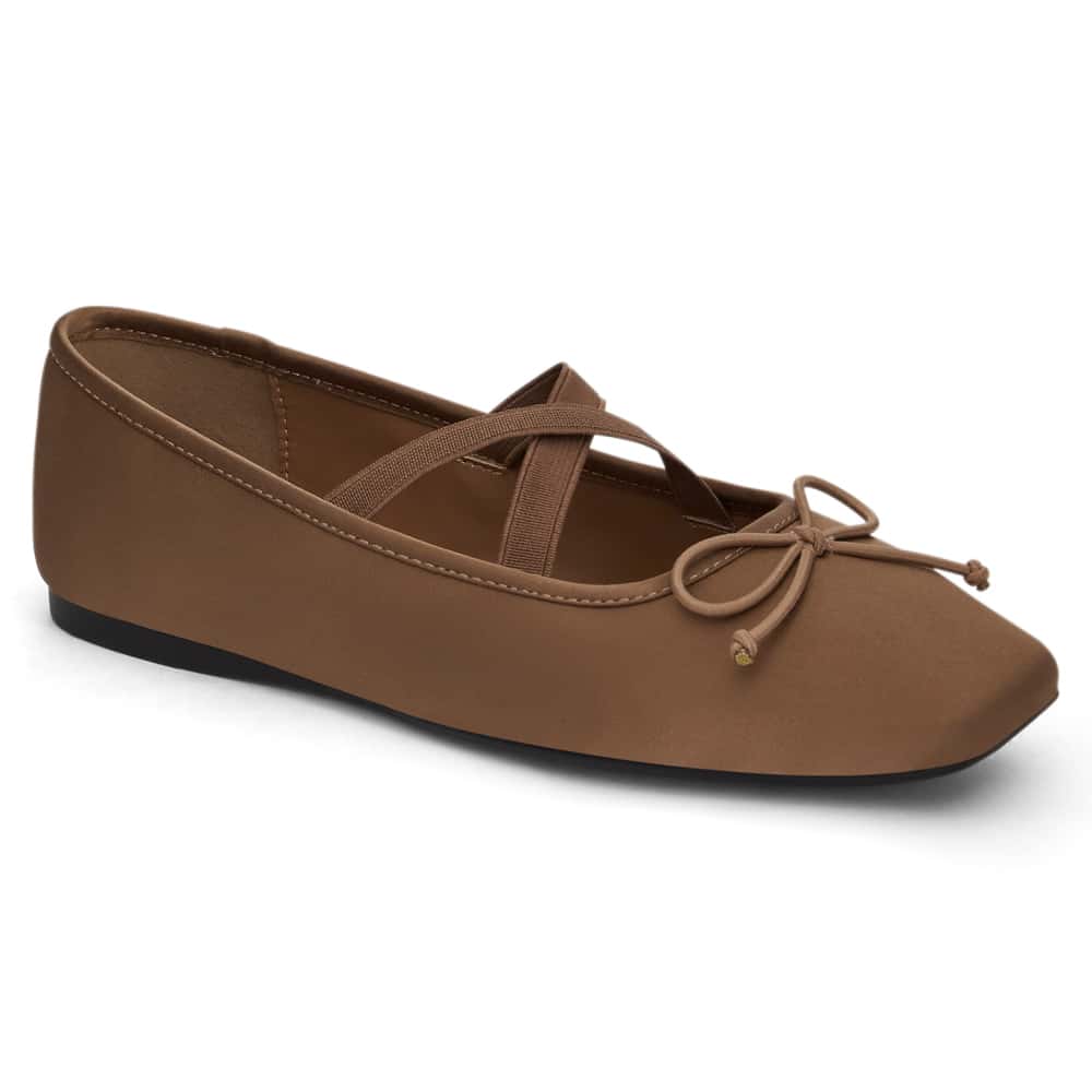 Monica Ballet Flat in Bronze Satin