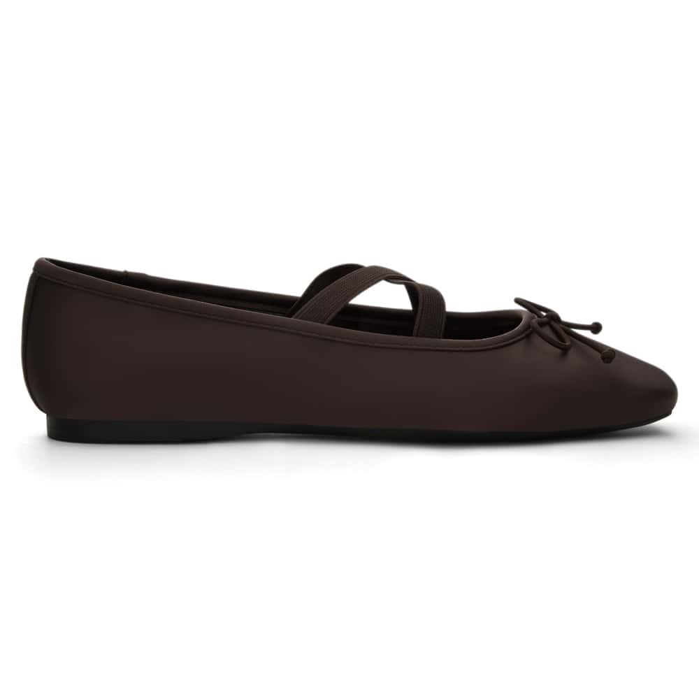 Monica Ballet Flat in Chocolate Satin