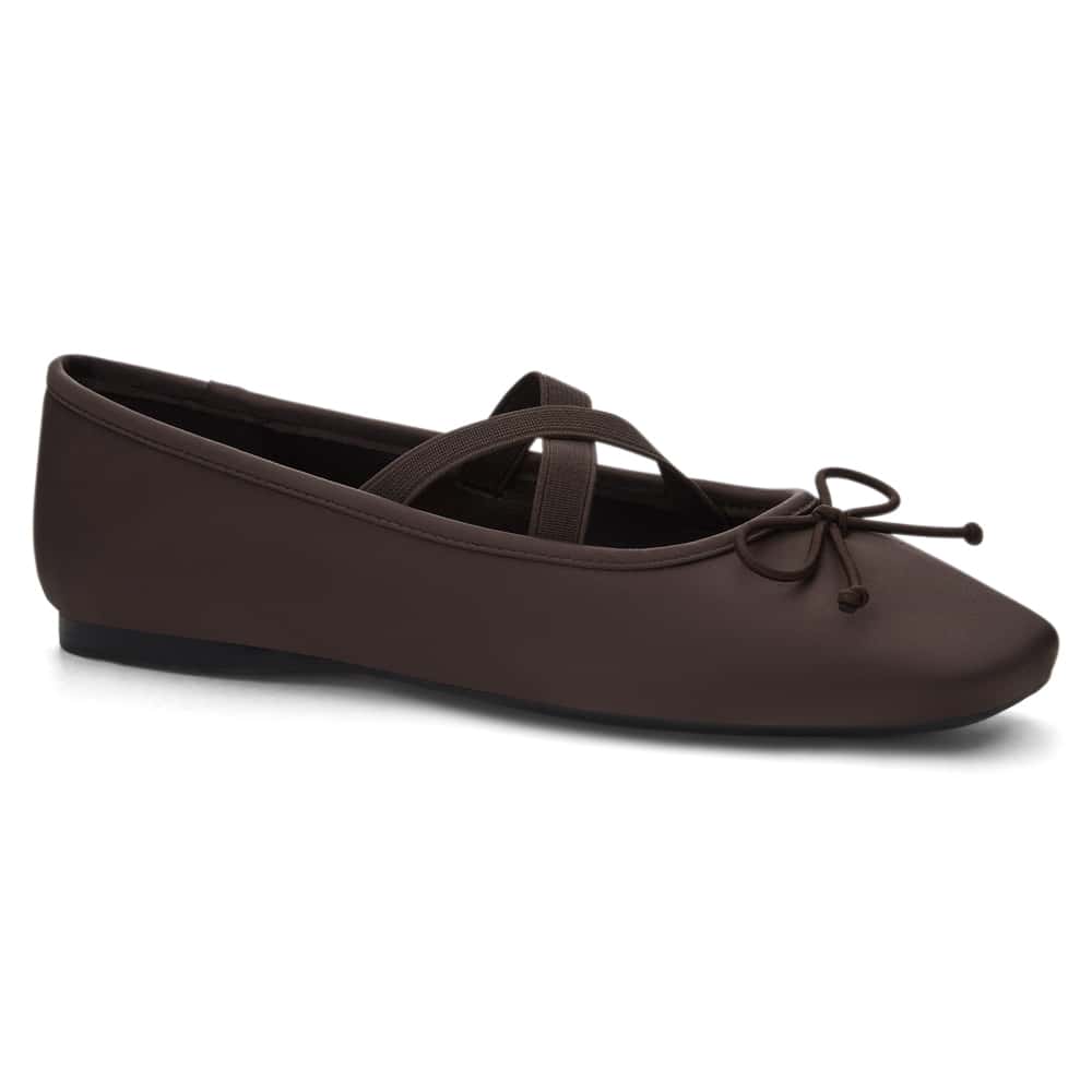 Monica Ballet Flat in Chocolate Satin