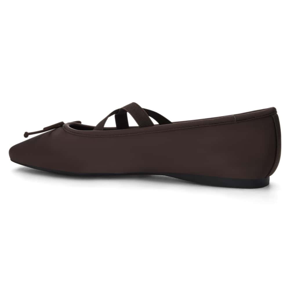 Monica Ballet Flat in Chocolate Satin