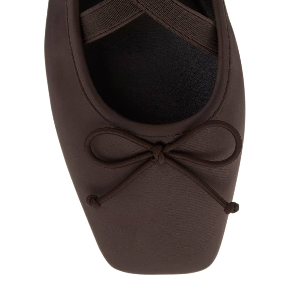 Monica Ballet Flat in Chocolate Satin