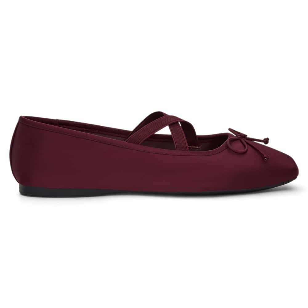 Monica Ballet Flat in Wine Satin