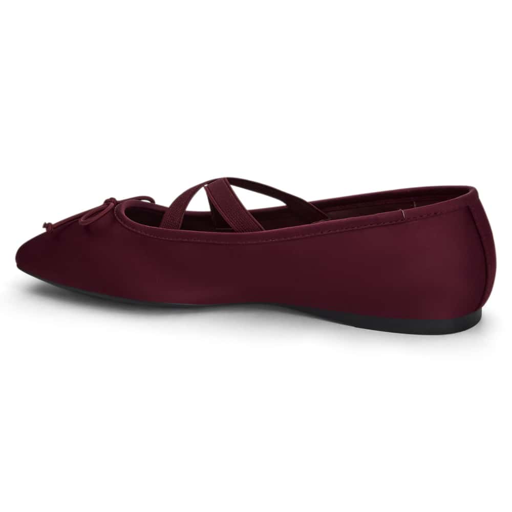 Monica Ballet Flat in Wine Satin