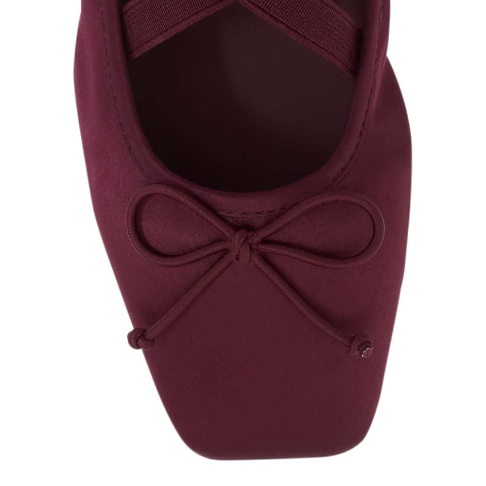 Monica Ballet Flat in Wine Satin