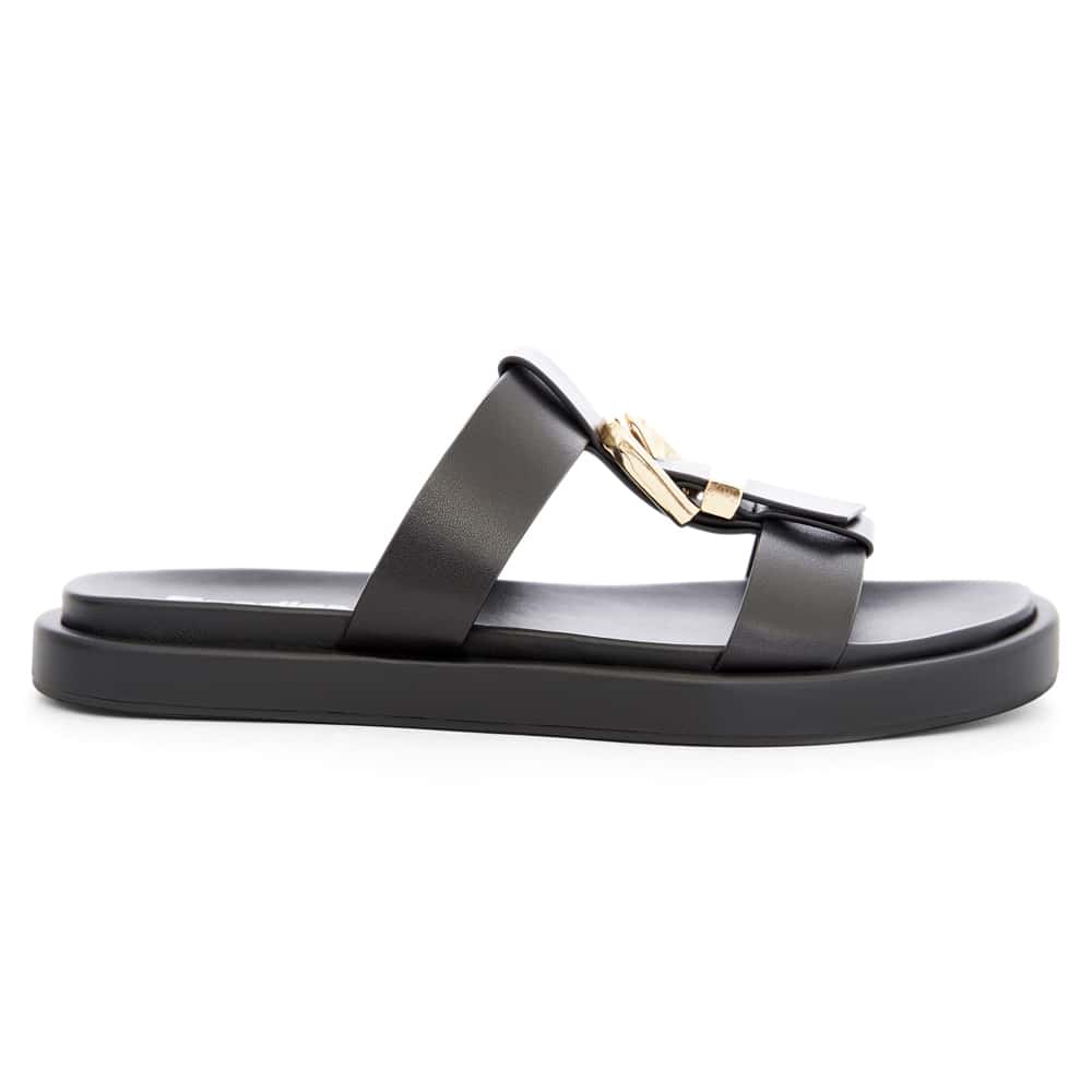 Nelly Slide in Black Leather