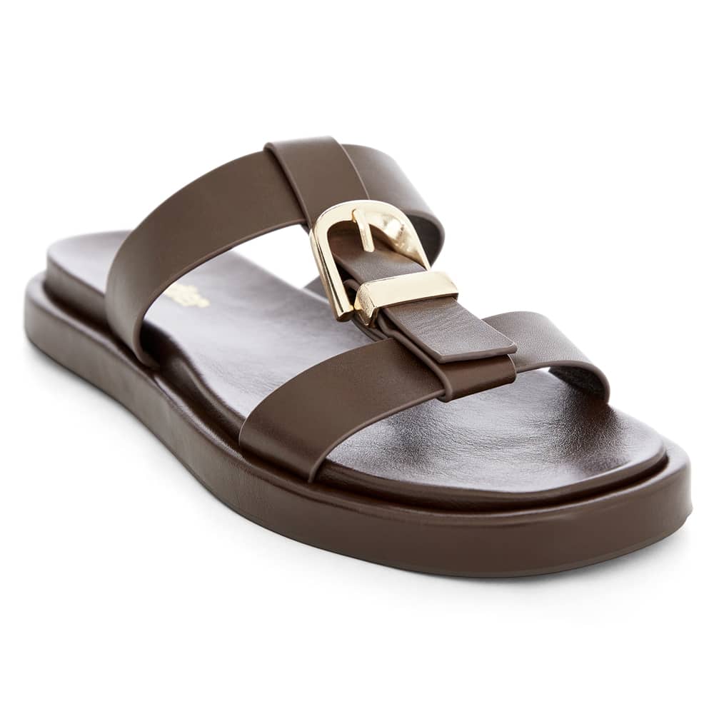 Nelly Slide in Chocolate  Leather