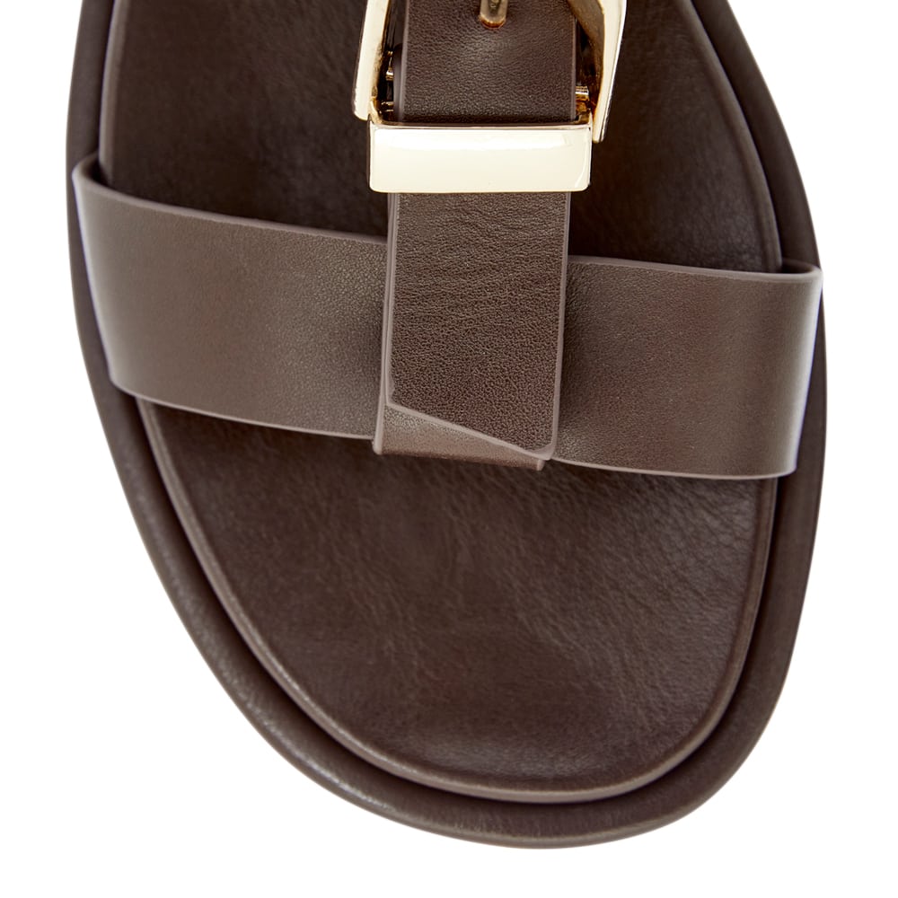 Nelly Slide in Chocolate  Leather
