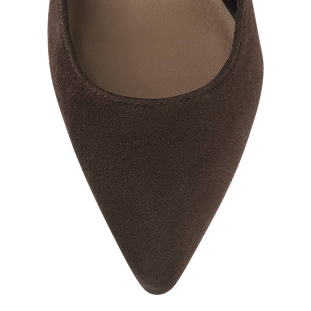 Octavia Heel in Chocolate  Suede