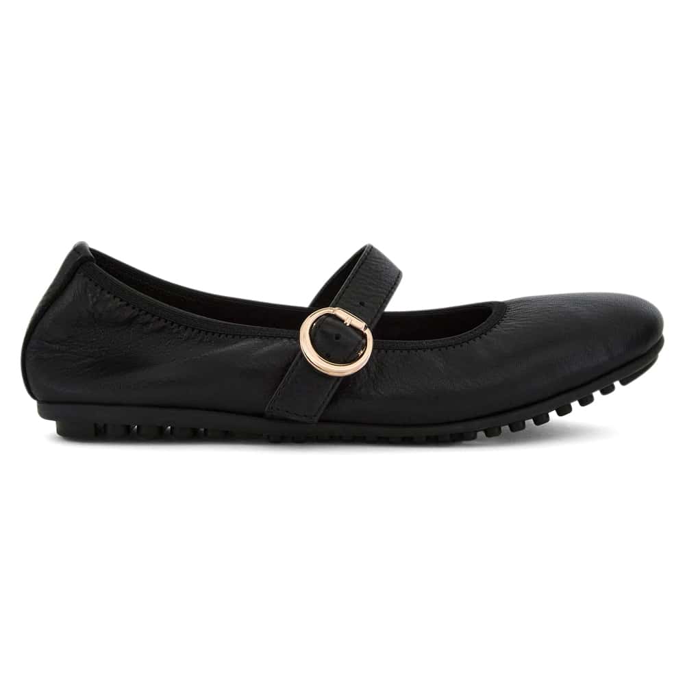 Paulina Ballet Flat in Black Leather
