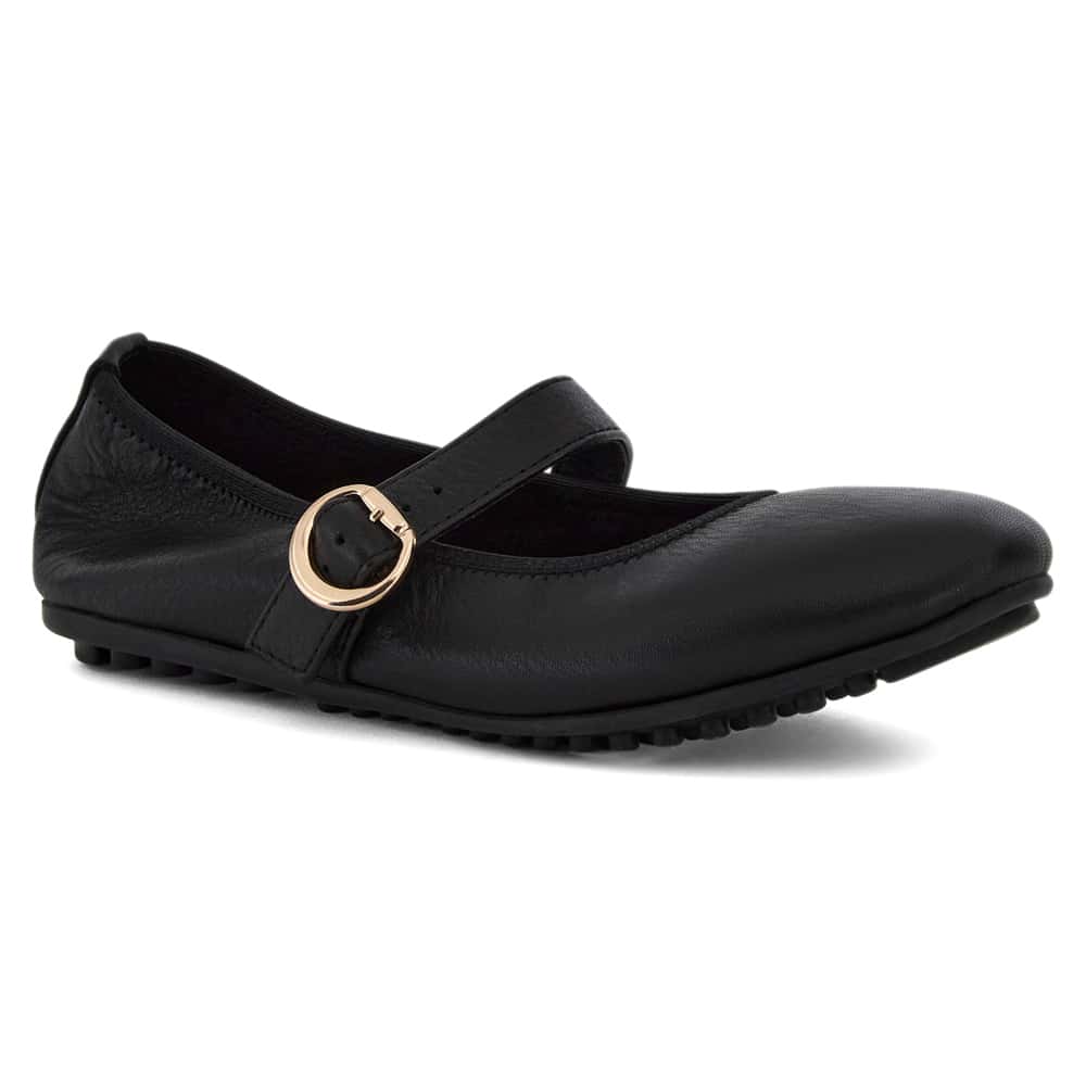 Paulina Ballet Flat in Black Leather