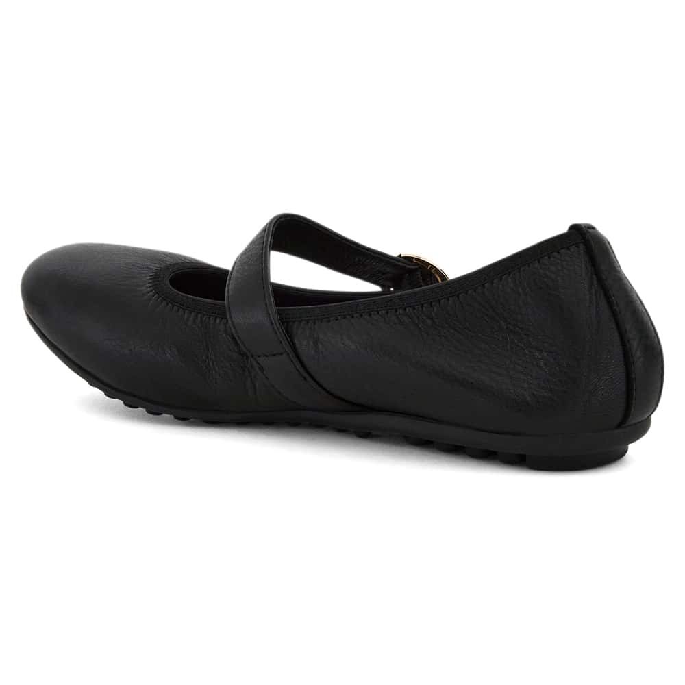 Paulina Ballet Flat in Black Leather