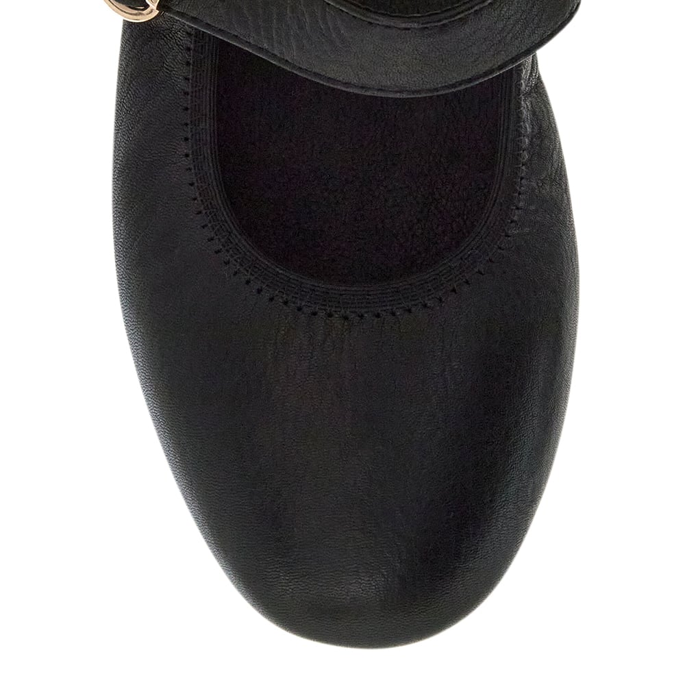 Paulina Ballet Flat in Black Leather