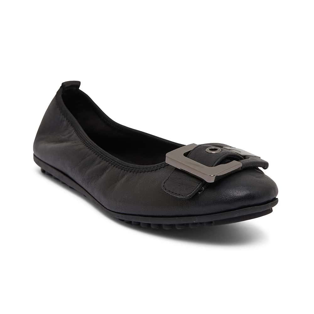 Pentagon Ballet Flat in Black Leather