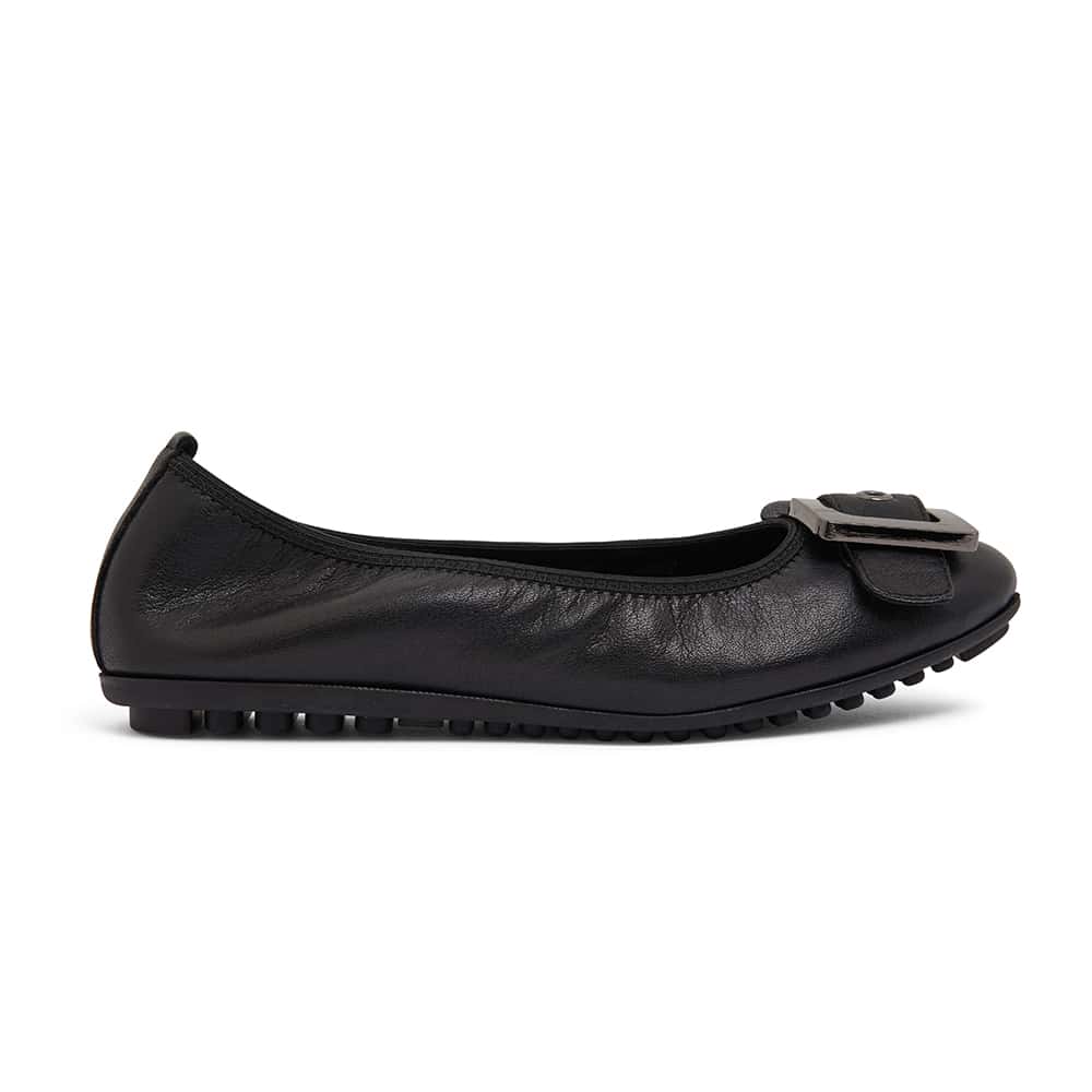 Pentagon Ballet Flat in Black Leather