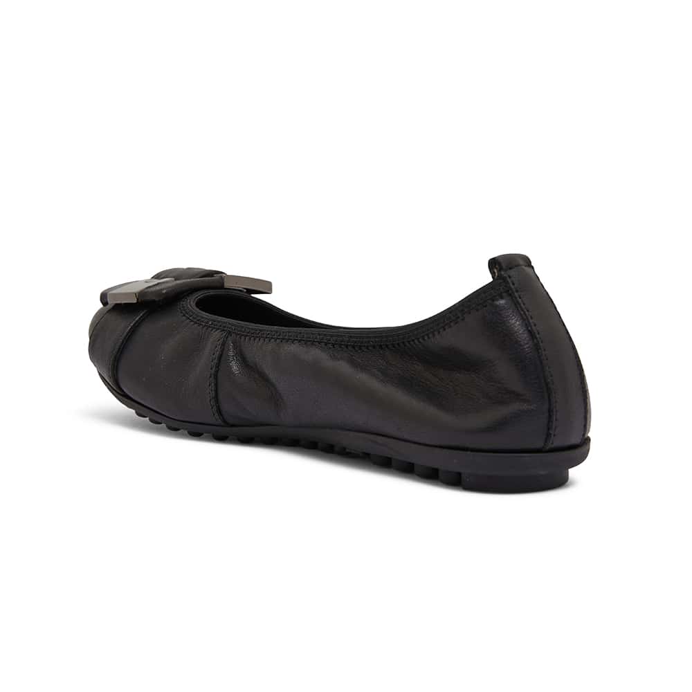 Pentagon Ballet Flat in Black Leather