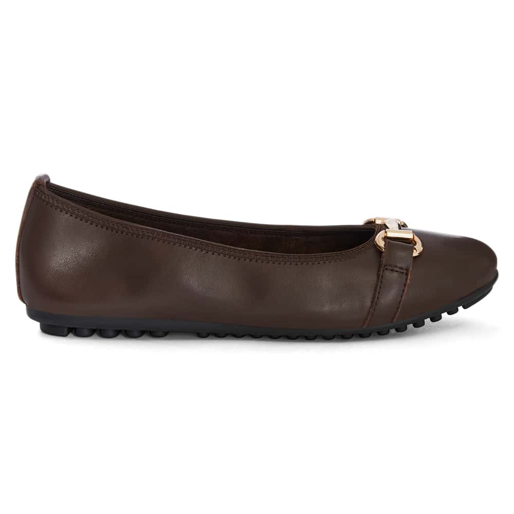 Pilgrim Ballet Flat in Chocolate  Leather
