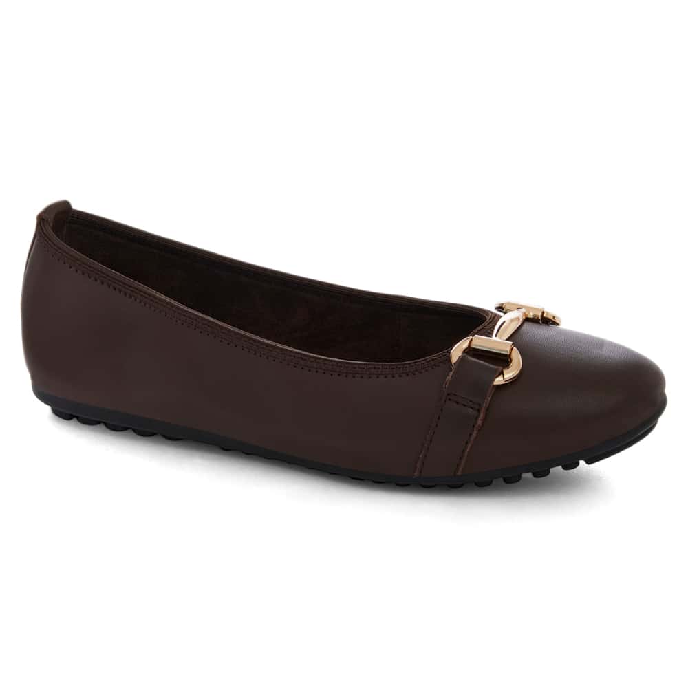 Pilgrim Ballet Flat in Chocolate  Leather