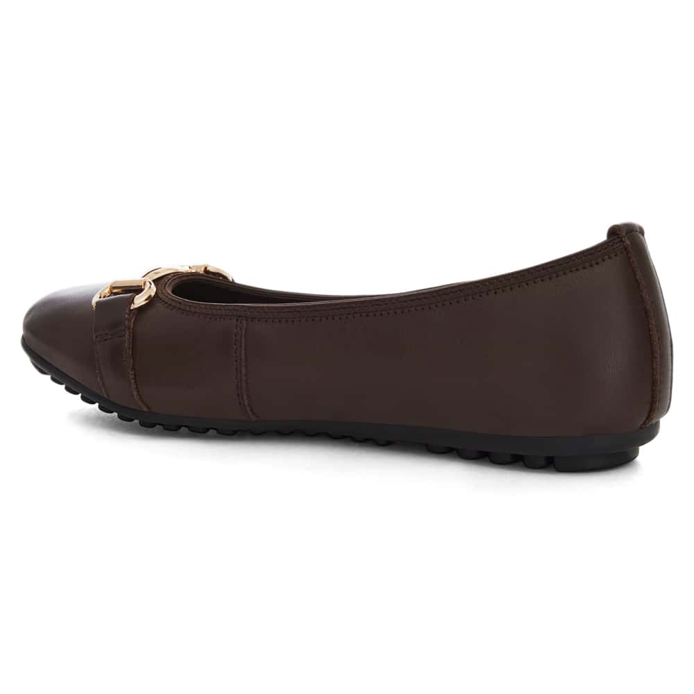 Pilgrim Ballet Flat in Chocolate  Leather