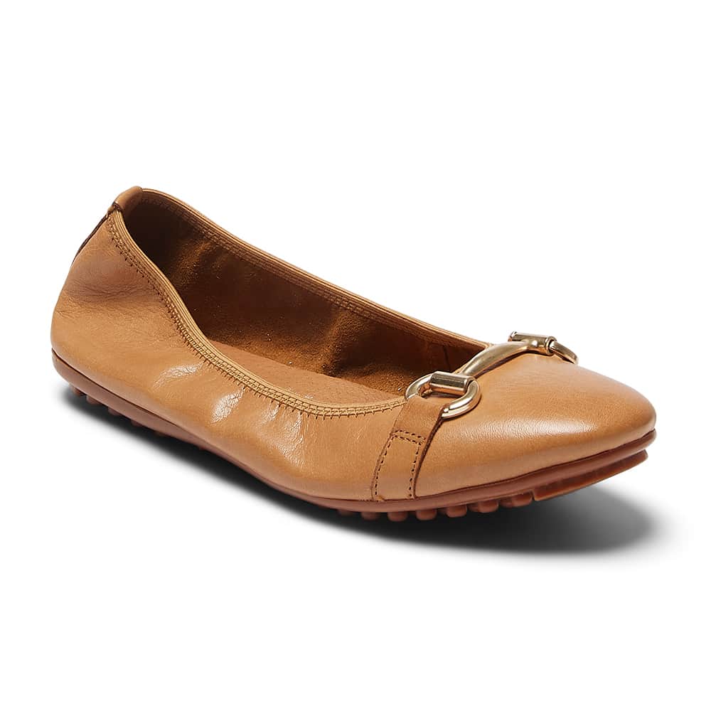 Pilgrim Ballet Flat in Tan Leather