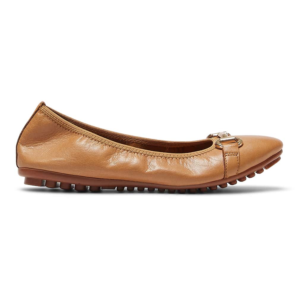 Pilgrim Ballet Flat in Tan Leather