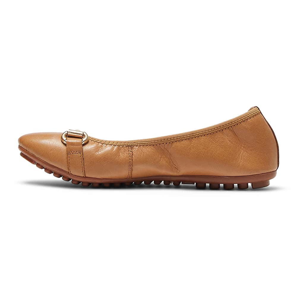 Pilgrim Ballet Flat in Tan Leather